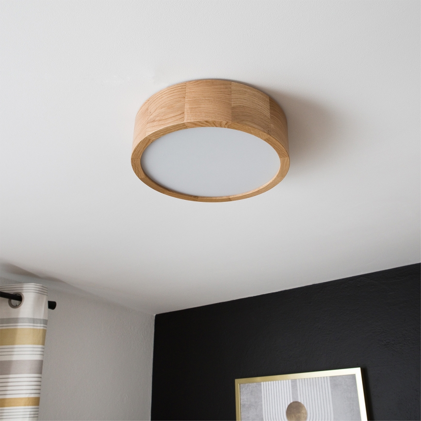 Brilagi - LED RGBW himmennettävä kattovalaisin CARVALHO 1xE27/15W/230V 2700-6500K Wi-Fi tammi, halkaisija 27,5 cm