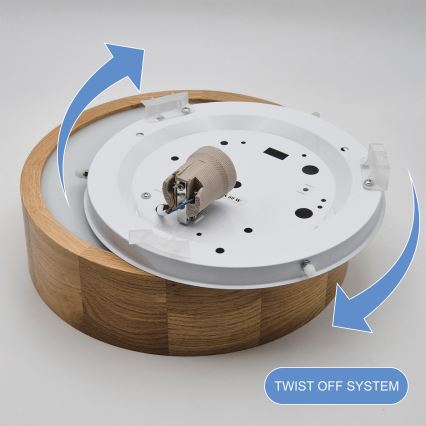 Brilagi - LED RGBW himmennettävä kattovalaisin CARVALHO 1xE27/15W/230V 2700-6500K Wi-Fi tammi, halkaisija 27,5 cm