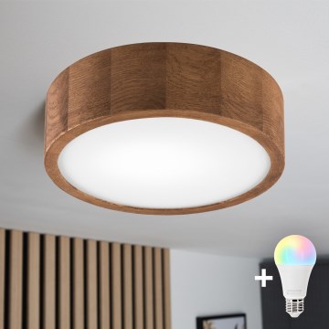 Brilagi - LED RGBW himmennettävä kattovalaisin CARVALHO 1xE27/9W/230V 2700-6500K Wi-Fi tammi halkaisija 27,5 cm