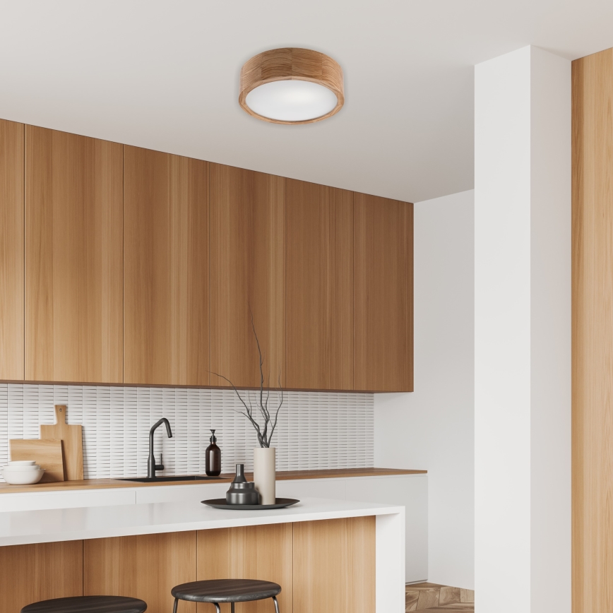 Brilagi - LED RGBW himmennettävä kattovalaisin CARVALHO 1xE27/9W/230V 2700-6500K Wi-Fi tammi, halkaisija 27,5 cm
