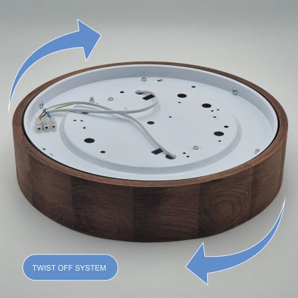 Brilagi - LED RGBW himmennettävä kattovalaisin CARVALHO 2xE27/15W/230V 2700–6500K Wi-Fi tammi Ø 37,5 cm