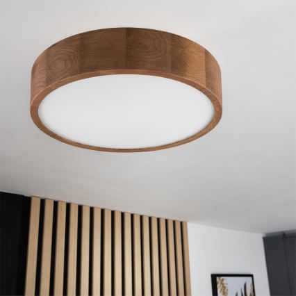 Brilagi - LED RGBW himmennettävä kattovalaisin CARVALHO 2xE27/9W/230V 2700–6500K Wi-Fi tammi Ø 37,5 cm