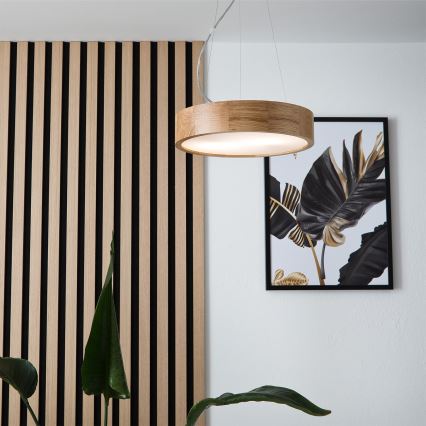 Brilagi - LED RGBW himmennettävä riippuvalaisin vaijerilla CARVALHO 2xE27/9W/230V 2700-6500K Wi-Fi tammi halkaisija 37 cm