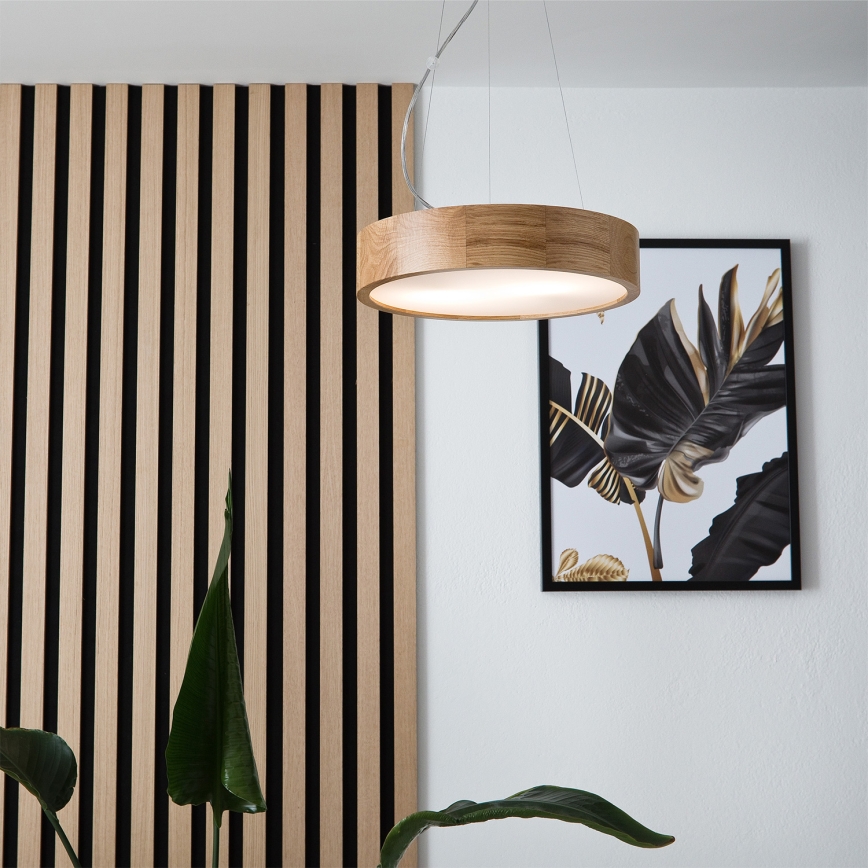 Brilagi - LED RGBW himmennettävä riippuvalaisin vaijerilla CARVALHO 2xE27/9W/230V 2700-6500K Wi-Fi tammi halkaisija 37 cm
