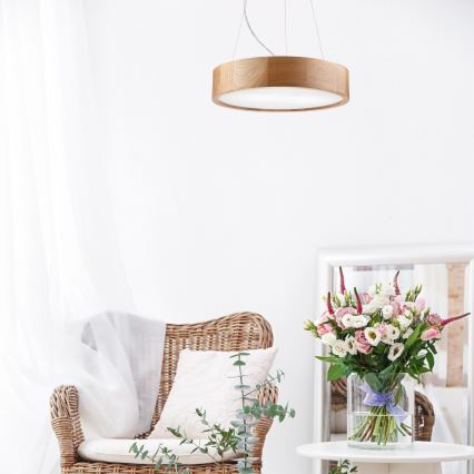 Brilagi - LED RGBW himmennettävä riippuvalaisin vaijerilla CARVALHO 2xE27/9W/230V 2700-6500K Wi-Fi tammi halkaisija 37 cm