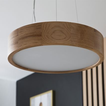 Brilagi - LED RGBW himmennettävä riippuvalaisin vaijerilla CARVALHO 2xE27/9W/230V 2700-6500K Wi-Fi tammi halkaisija 37 cm
