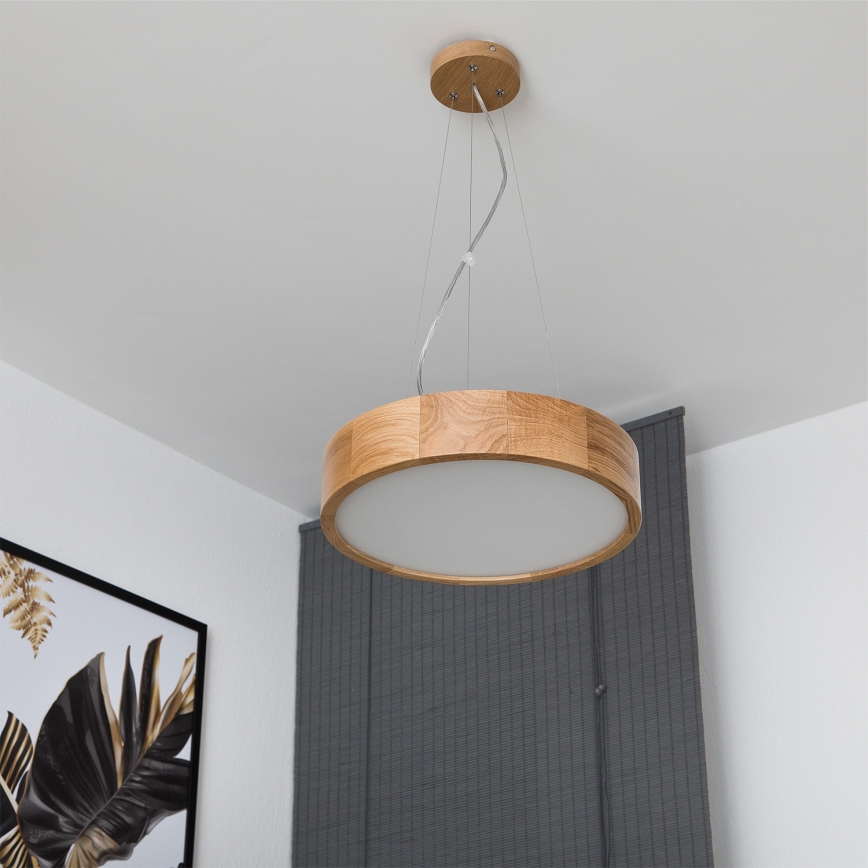 Brilagi - LED RGBW himmennettävä riippuvalaisin vaijerilla CARVALHO 2xE27/9W/230V 2700-6500K Wi-Fi tammi halkaisija 37 cm