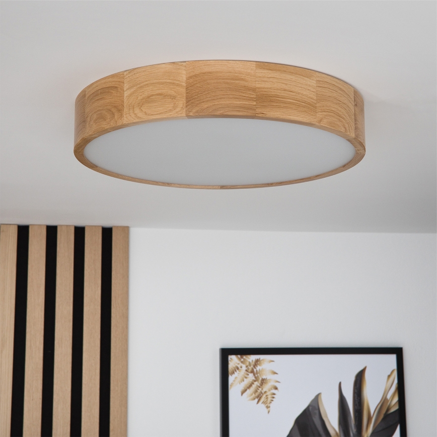 BRILAGI - LED RGBW himmennettävä kattovalaisin CARVALHO 3xE27/12W/230V 2700-6500K tammi halkaisija 47,5 cm
