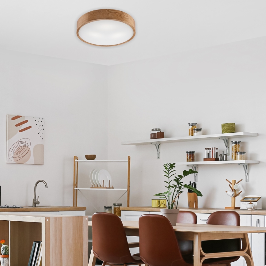 Brilagi - LED RGBW himmennettävä kattovalaisin CARVALHO 3xE27/15W/230V 2700-6500K Wi-Fi tammi halkaisija 47,5 cm