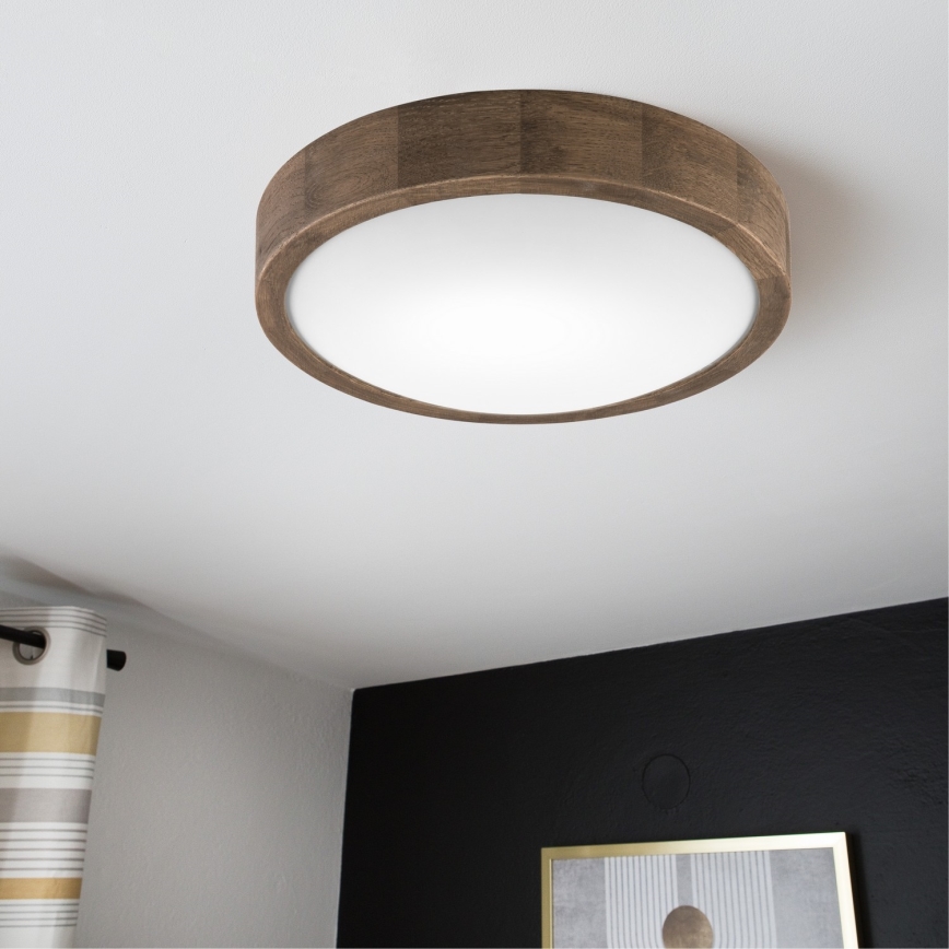 Brilagi - LED RGBW himmennettävä kattovalaisin CARVALHO SLIM 1xE27/15W/230V 2700-6500K Wi-Fi tammi, halkaisija 27 cm