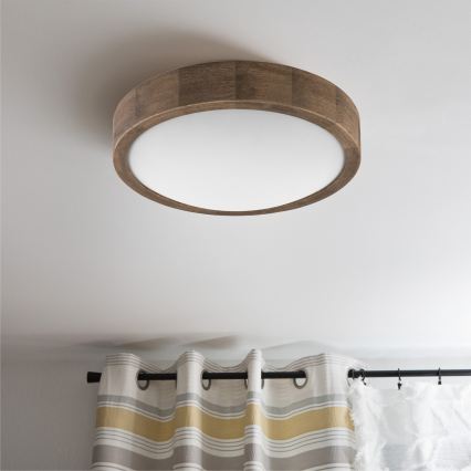 Brilagi - LED RGBW himmennettävä kattovalaisin CARVALHO SLIM 1xE27/15W/230V 2700-6500K Wi-Fi tammi, halkaisija 27 cm