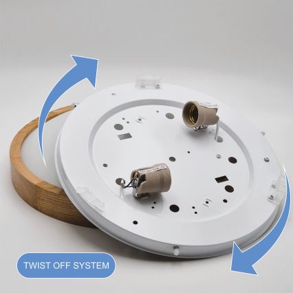 Brilagi - LED RGBW himmennettävä kattovalaisin CARVALHO SLIM 2xE27/15W/230V 2700-6500K Wi-Fi tammi, halkaisija 37 cm