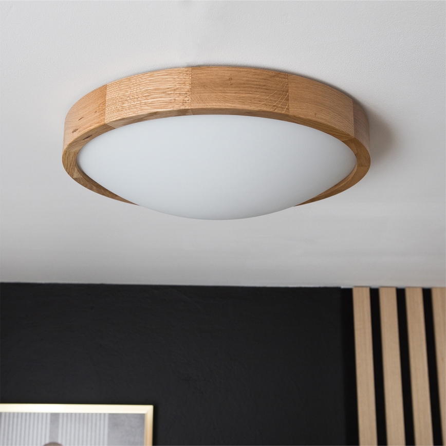 Brilagi - LED RGBW himmennettävä kattovalaisin CARVALHO SLIM 2xE27/9W/230V 2700-6500K Wi-Fi tammi, halkaisija 37 cm