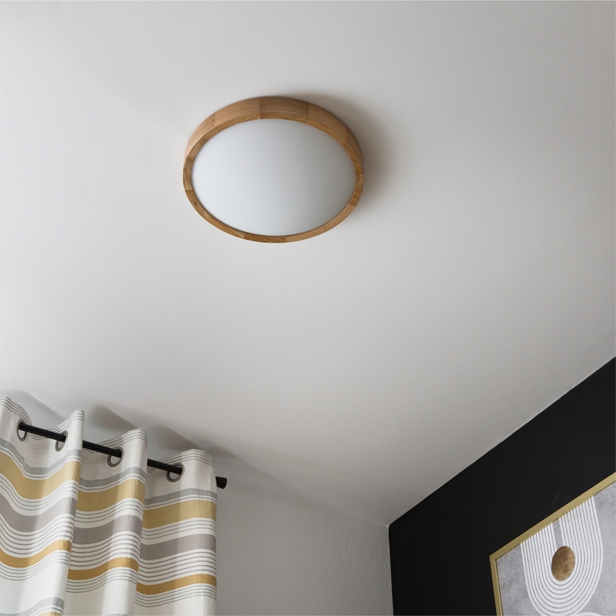 Brilagi - LED RGBW himmennettävä kattovalaisin CARVALHO SLIM 2xE27/9W/230V 2700-6500K Wi-Fi tammi, halkaisija 37 cm