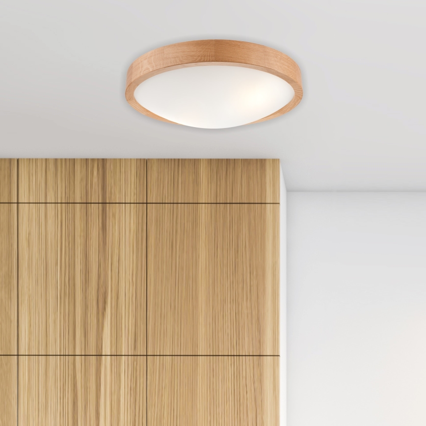Brilagi - LED RGBW himmennettävä kattovalaisin CARVALHO SLIM 2xE27/9W/230V 2700-6500K Wi-Fi tammi, halkaisija 37 cm