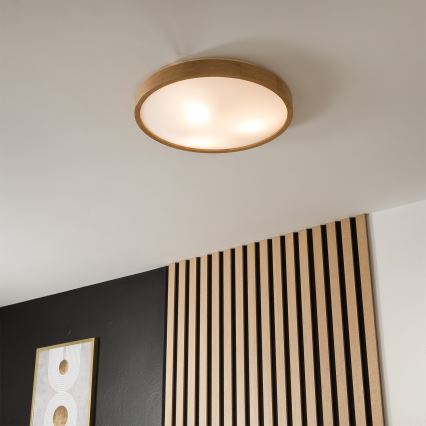 Brilagi - LED RGBW himmennettävä kattovalaisin CARVALHO SLIM 3xE27/15W/230V 2700-6500K Wi-Fi tammi halkaisija 47 cm