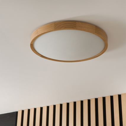Brilagi - LED RGBW himmennettävä kattovalaisin CARVALHO SLIM 3xE27/9W/230V 2700-6500K Wi-Fi tammi halkaisija 47 cm