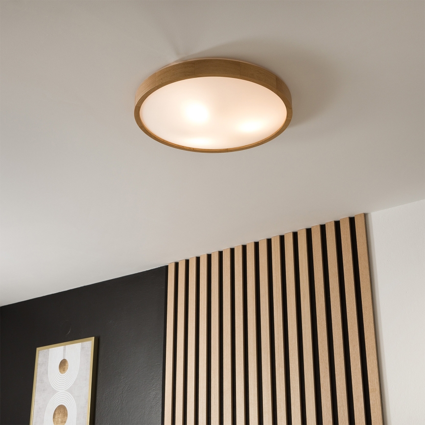 Brilagi - LED RGBW himmennettävä kattovalaisin CARVALHO SLIM 3xE27/9W/230V 2700-6500K Wi-Fi tammi halkaisija 47 cm