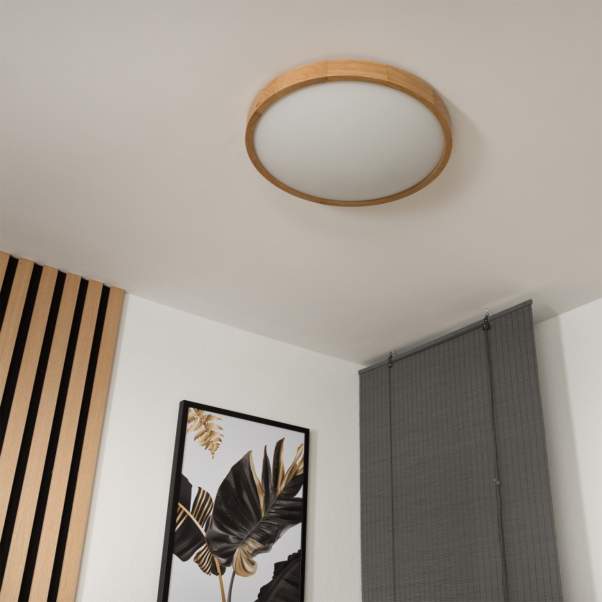 Brilagi - LED RGBW himmennettävä kattovalaisin CARVALHO SLIM 3xE27/9W/230V 2700-6500K Wi-Fi tammi halkaisija 47 cm