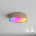 BRILAGI - LED RGBW himmennettävä kattovalaisin CLARE 2xE27/12W/230V 2700–6500 K Ø 30 cm Wi‑Fi beige