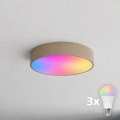 BRILAGI - LED RGBW himmennettävä kattovalaisin CLARE 3xE27/12W/230V 2700-6500K halkaisija 40 cm beige