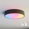 Brilagi - LED RGBW himmennettävä kattovalaisin CLARE 3xE27/9W/230V 2700–6500K Ø 40 cm Wi-Fi musta