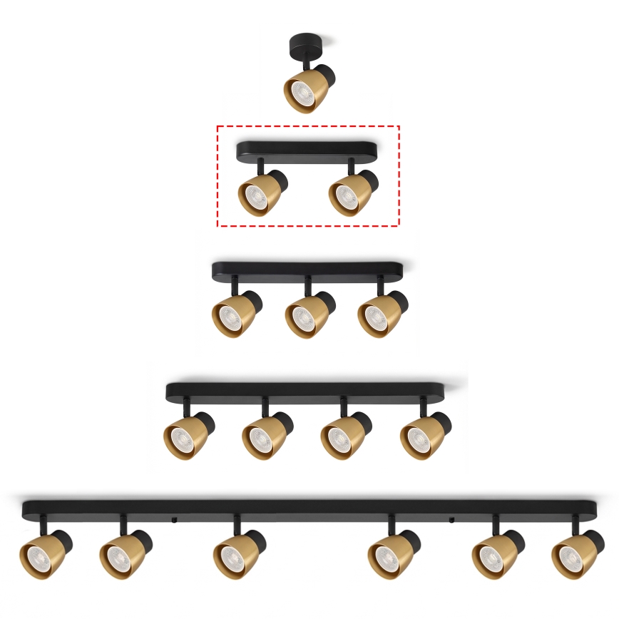 Brilagi - LED RGBW himennettävä kohdevalaisin NUGGET 2xGU10/6W/230V 3000K musta/kultainen + kaukosäädin