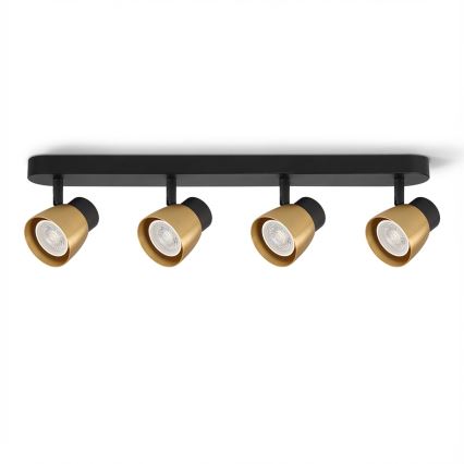 Brilagi - LED RGBW himmennettävä kohdevalaisin NUGGET 4xGU10/6W/230V 3000K musta/kulta + kaukosäädin