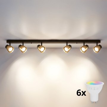 Brilagi - LED RGBW himmennettävä kohdevalaisin NUGGET 6xGU10/6,5W/230V 2700-6500K Wi-Fi musta/kultainen