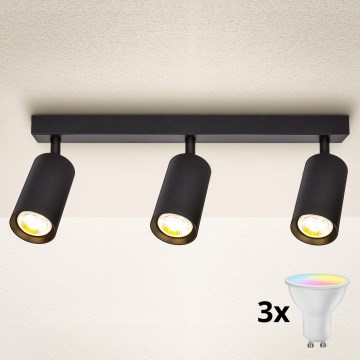 Brilagi - LED RGBW himmennettävä kohdevalaisin SELE 3xGU10/6W/230V 3000K musta + kaukosäädin