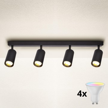 Brilagi - LED RGBW himmennettävä kohdevalaisin SELE 4xGU10/4,8W/230V 3000K musta + kaukosäädin