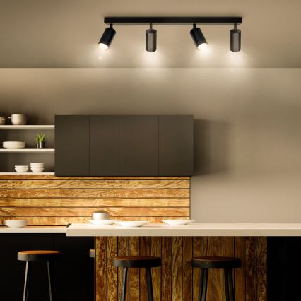 Brilagi - LED RGBW Himennettävä kohdevalaisin SELE 4xGU10/4,8W/230V 3000K musta/kulta + kaukosäädin