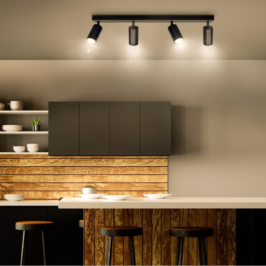 Brilagi - LED RGBW Himennettävä kohdevalaisin SELE 4xGU10/6W/230V 3000K musta/kulta + kaukosäädin