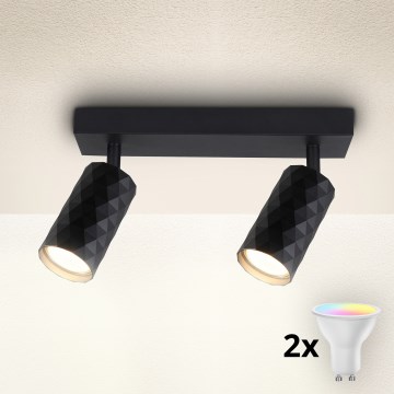 Brilagi - LED RGBW himmennettävä kohdevalaisin SELE DIAMANT 2xGU10/4,8W/230V 3000K musta + kauko-ohjain