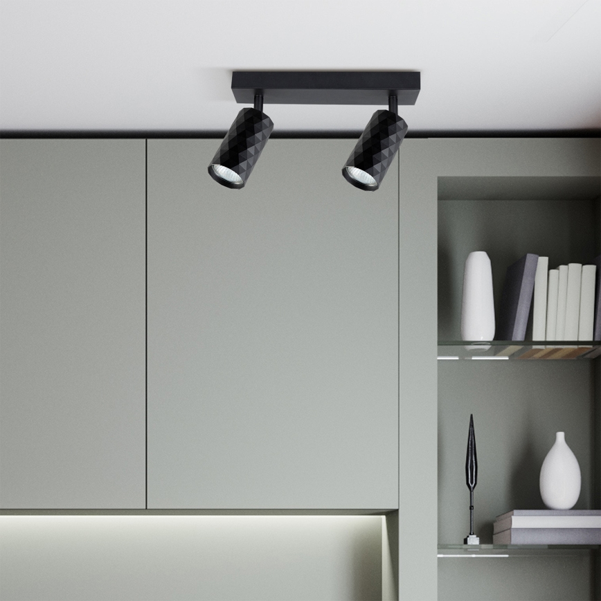Brilagi - LED RGBW himmennettävä kohdevalaisin SELE DIAMANT 2xGU10/4,8W/230V 3000K musta + kauko-ohjain