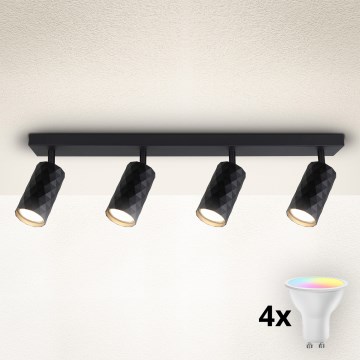 Brilagi - LED RGBW himmennettävä kohdevalaisin SELE DIAMANT 4xGU10/4,8W/230V 3000K musta + kaukosäädin