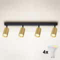 BRILAGI - LED RGBW himmennettävä kohdevalaisin SELE GOLDEN 4xGU10/4,8W/230V 3000K musta/kulta + kaukosäädin