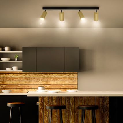 Brilagi - LED RGBW himmennettävä kohdevalaisin SELE GOLDEN 4xGU10/6W/230V 3000K musta/kulta + kaukosäädin