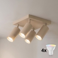 BRILAGI - LED RGBW himmennettävä kohdevalaisin SELE SQUARE 4xGU10/6,5W/230V 2700-6500K beige
