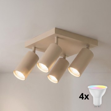 BRILAGI - LED RGBW himmennettävä kohdevalaisin SELE SQUARE 4xGU10/6,5W/230V 2700-6500K beige