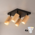 BRILAGI - LED RGBW himmennettävä kohdevalaisin SELE SQUARE 4xGU10/6,5W/230V 2700-6500K musta/tammi-dekori