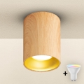 Brilagi - LED RGBW himmennettävä kohdevalaisin TRINE 1xGU10/4,8W/230V 3000K tammi-dekori + kaukosäädin