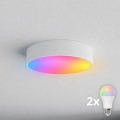 BRILAGI - LED RGBW Himmennettävä kylpyhuoneen kattovalaisin CLARE 2xE27/12W/230V 2700–6500K halkaisija 30 cm IP54 valkoinen