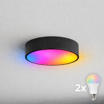 BRILAGI - LED RGBW himmennettävä kylpyhuoneen kattovalaisin CLARE 2xE27/12W/230V 2700-6500K Ø 30 cm IP54 musta