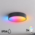 BRILAGI - LED RGBW himmennettävä kylpyhuoneen kattovalaisin CLARE 3xE27/12W/230V halkaisija 40 cm antrasiitti IP54