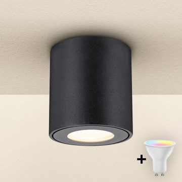 Brilagi - LED RGBW himmennettävä kylpyhuonevalaisin MIA 1xGU10/4,8W/230V 3000K 84x80 mm musta IP54 + kaukosäädin