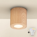 Brilagi - LED RGBW himmennettävä kylpyhuonevalaisin MIA 1xGU10/4,8W/230V 3000K 84x80 mm tammi-dekori IP44 + kaukosäädin