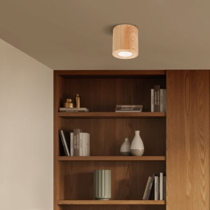 Brilagi - LED RGBW himmennettävä kylpyhuonevalaisin MIA 1xGU10/4,8W/230V 3000K 84x80 mm tammi-dekori IP44 + kaukosäädin