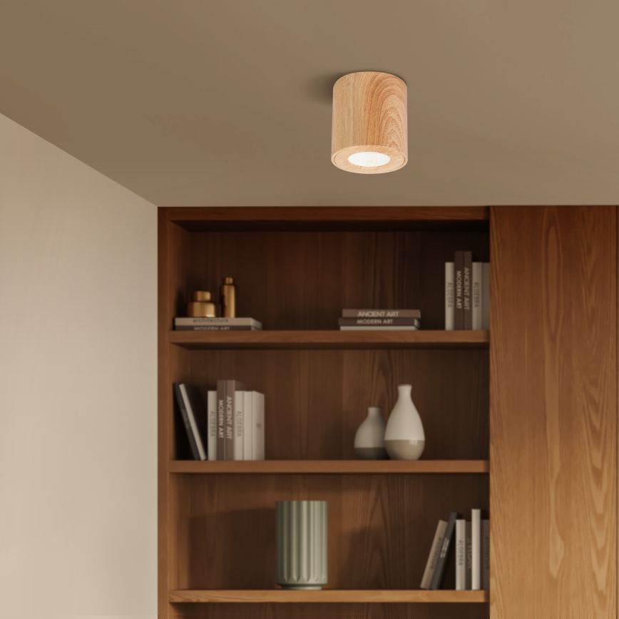 Brilagi - LED RGBW himmennettävä kylpyhuonevalaisin MIA 1xGU10/4,8W/230V 3000K 84x80 mm tammi-dekori IP44 + kaukosäädin