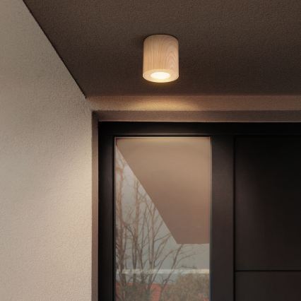 Brilagi - LED RGBW himmennettävä kylpyhuonevalaisin MIA 1xGU10/4,8W/230V 3000K 84x80 mm tammi-dekori IP44 + kaukosäädin